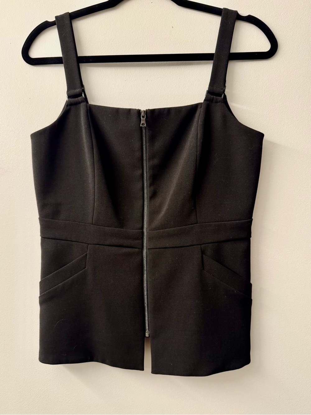 BCBGMaxAzria Black Vest With Zipper In Front &  Branded Neck Tag